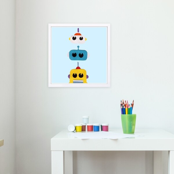 Wynwood Studio 'Best Friends' Fantasy and Sci-Fi Framed Wall Art Print - Blue, Yellow - 13 x 13