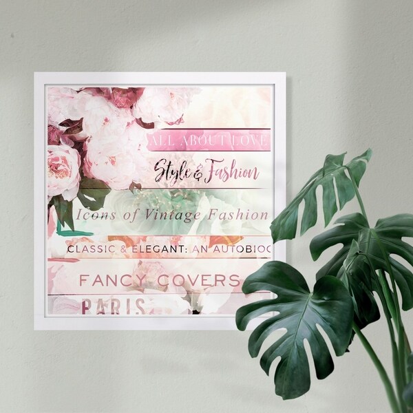 Wynwood Studio 'Pastel Love Books' Fashion and Glam Framed Wall Art Print - Pink, White - 13 x 13