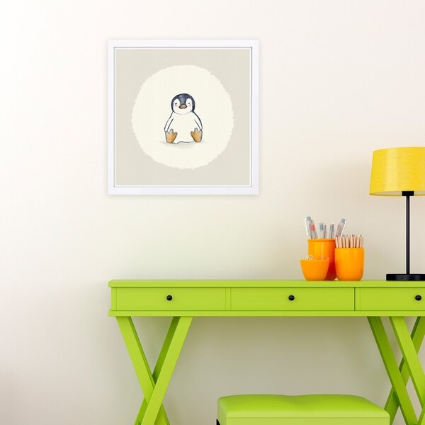 Wynwood Studio 'Penguin' Animals Framed Wall Art Print - Brown, Brown - 13 x 13