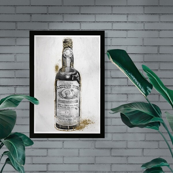 Wynwood Studio 'Rum Night' Drinks and Spirits Framed Wall Art Print - Black, White - 13 x 19