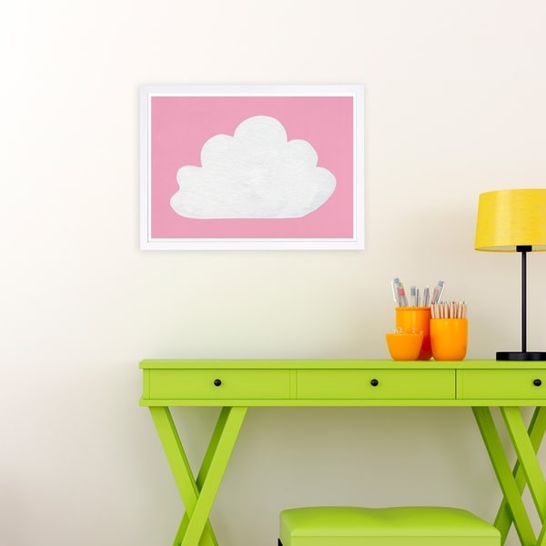 Wynwood Studio 'Cloud' Nature and Landscape Framed Wall Art Print - Pink, White - 19 x 13