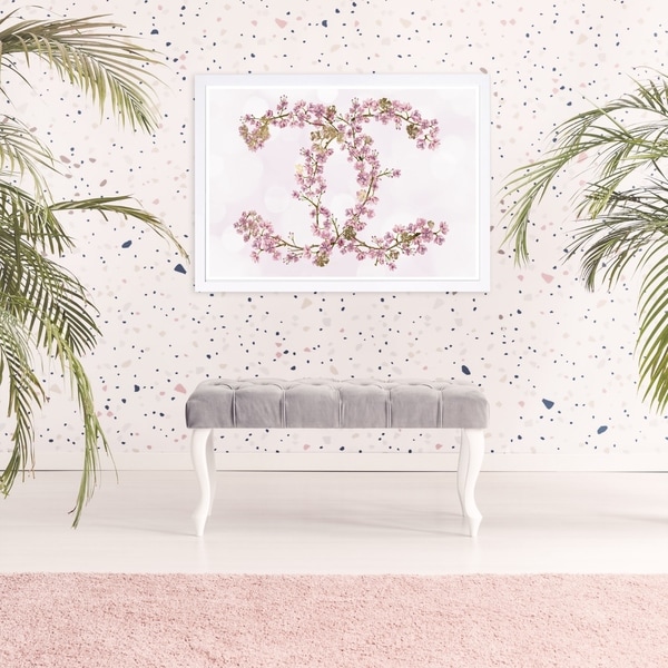 Wynwood Studio 'Sakura Love' Fashion and Glam Framed Wall Art Print - Pink, White - 19 x 13