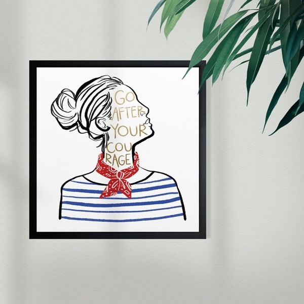 Wynwood Studio 'French Icon' Typography and Quotes Framed Wall Art Print - Blue, Red - 13 x 13
