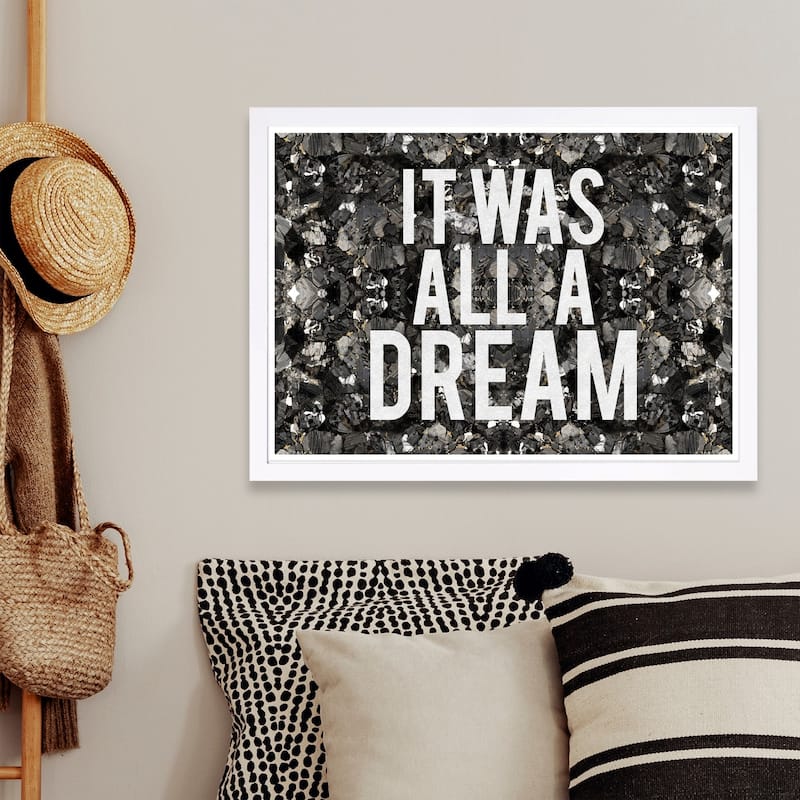 Wynwood Studio 'All A Dream Glitter' Typography and Quotes Framed Wall Art Print - White, Gray