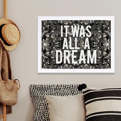 Wynwood Studio 'All A Dream Glitter' Typography and Quotes Framed Wall Art Print - White, Gray