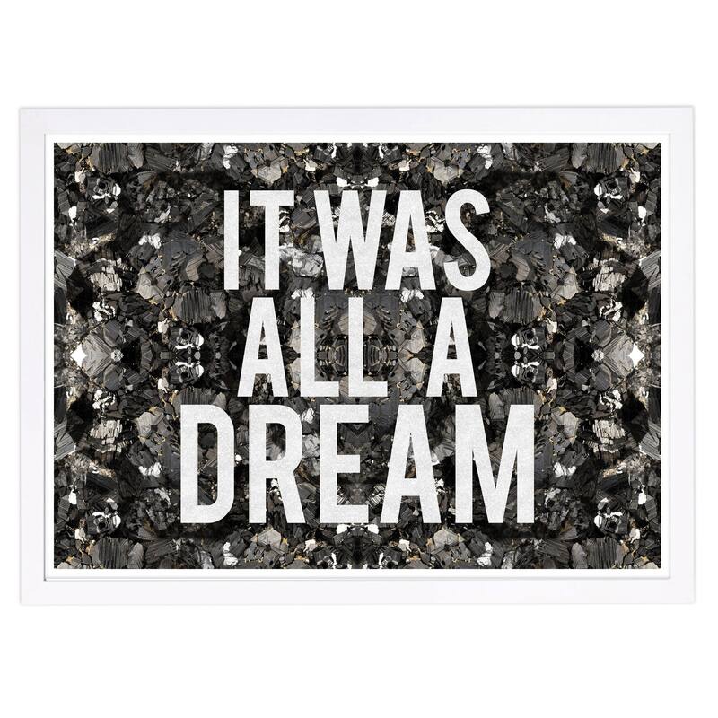 Wynwood Studio 'All A Dream Glitter' Typography and Quotes Framed Wall Art Print - White, Gray