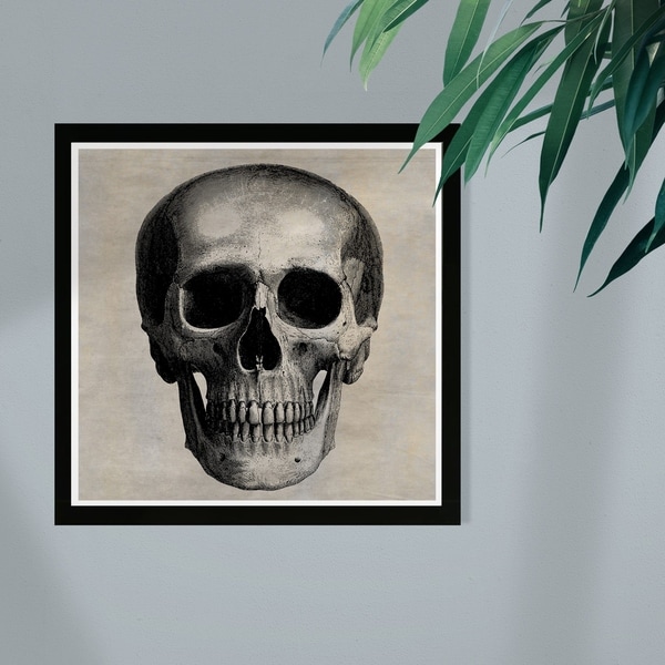 Wynwood Studio 'SKULL' Symbols and Objects Framed Wall Art Print - Black, White - 13 x 13