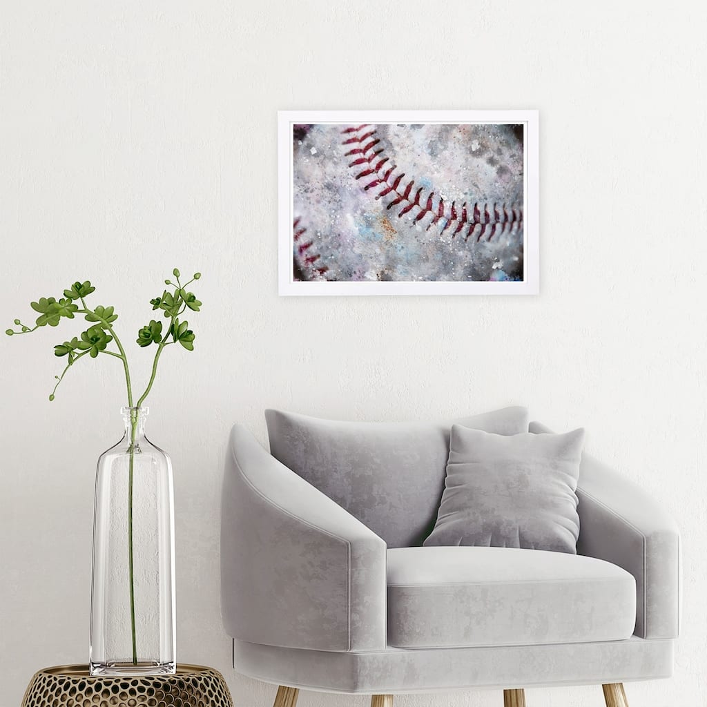 Wynwood Studio 'Baseball Made' Sports and Teams Framed Wall Art Print - White, Red