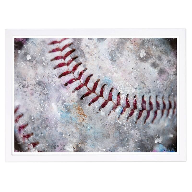 Wynwood Studio 'Baseball Made' Sports and Teams Framed Wall Art Print - White, Red