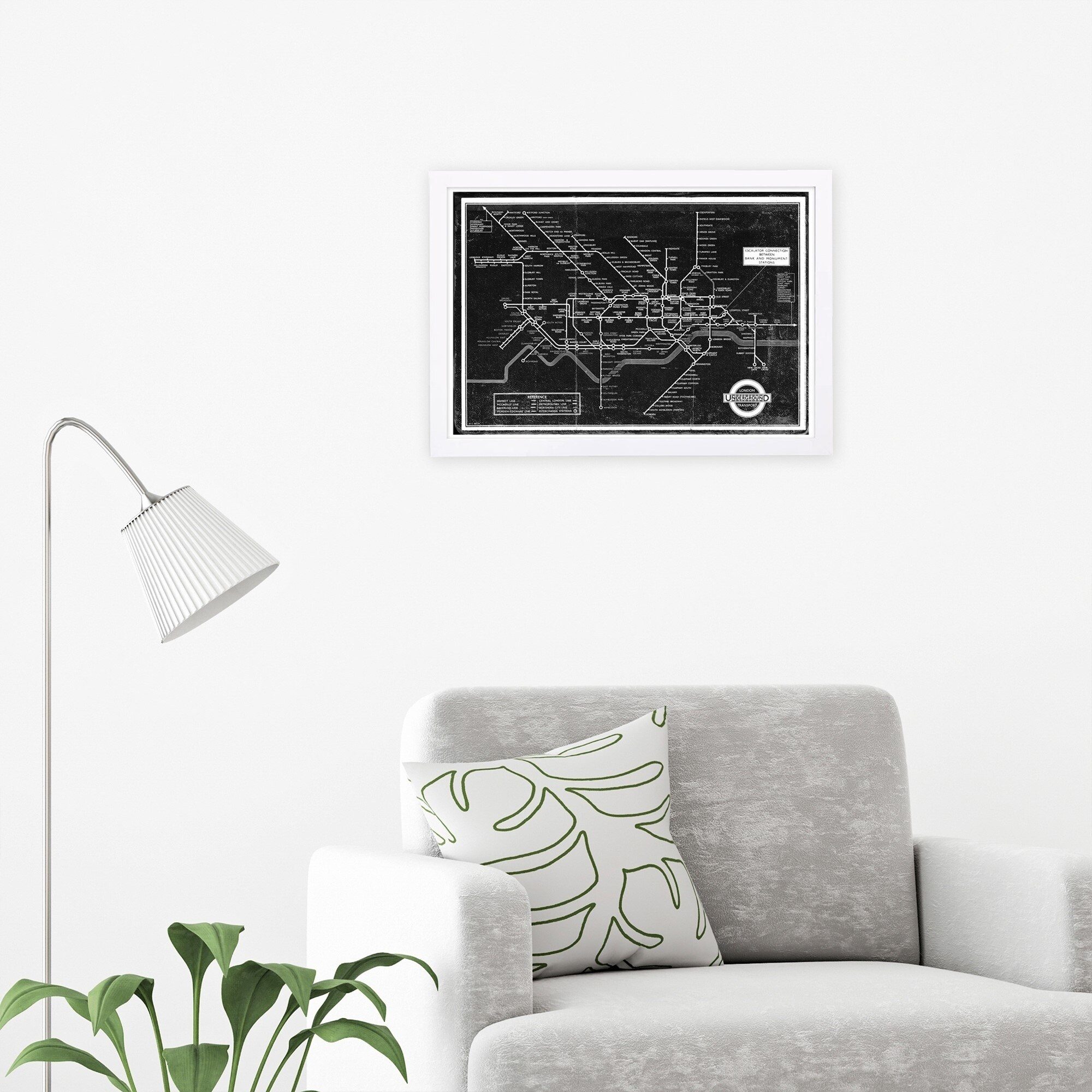Shop Wynwood Studio London Underground Map 1934 Maps And Flags Framed Wall Art Print Black Gray 19 X 13 Overstock 28892317