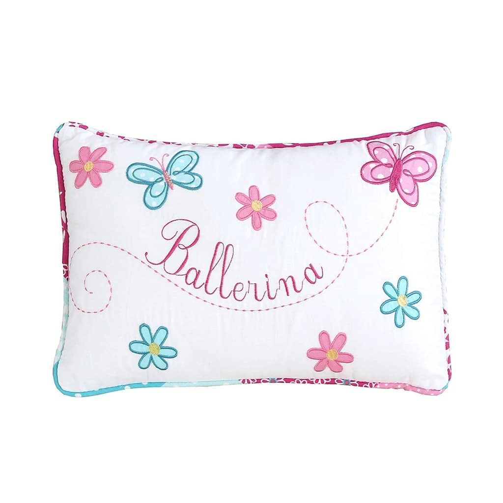 Cozy Line Ballerina Embroidered Cotton Lumbar Rectangular Decor Throw Pillow
