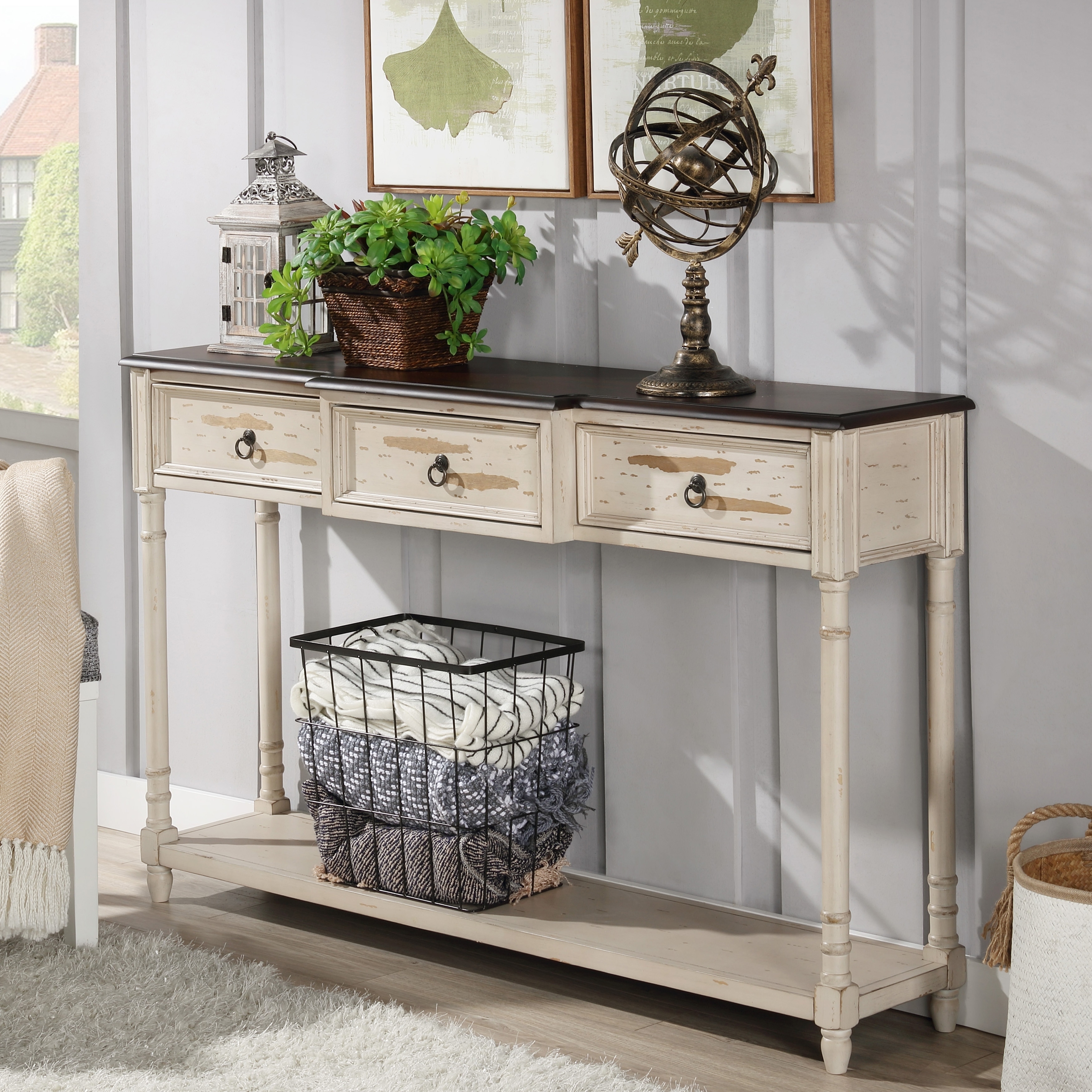 The Gray Barn Hogback Farmhouse Antique White Console Table The Gray Barn Hogback Farmhouse Antique White Console Table