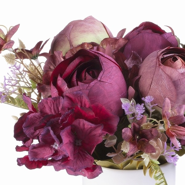 Shop Enova Home Purple Silk Peony And Hydrangea Flower Arrangement