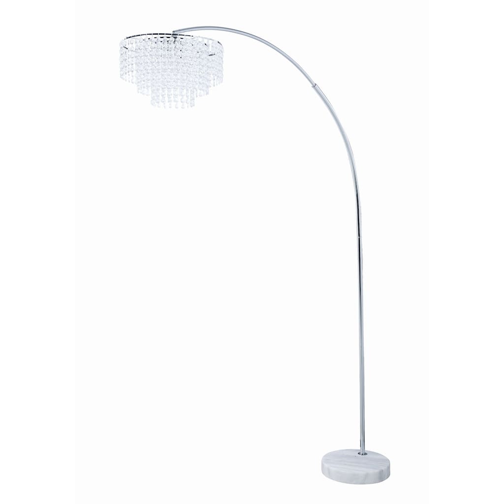 Tiered Metal Floor Lamp with Crystal Accents, Silver and White