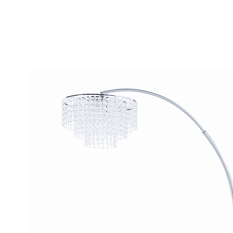 Tiered Metal Floor Lamp with Crystal Accents, Silver and White