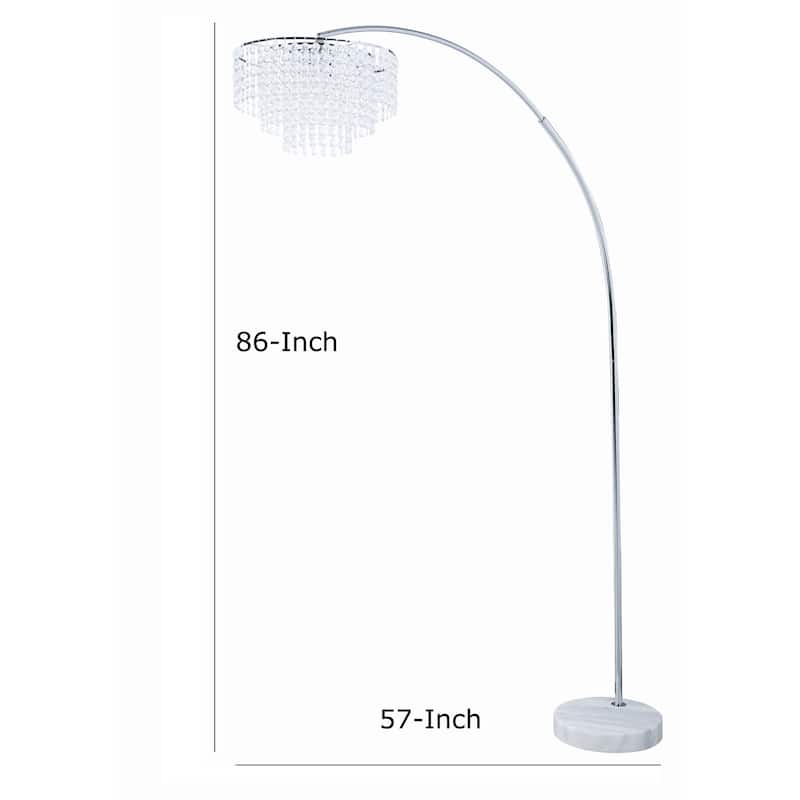 Tiered Metal Floor Lamp with Crystal Accents, Silver and White