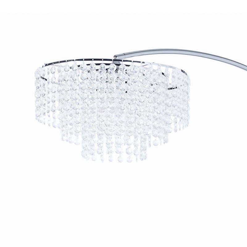 Tiered Metal Floor Lamp with Crystal Accents, Silver and White