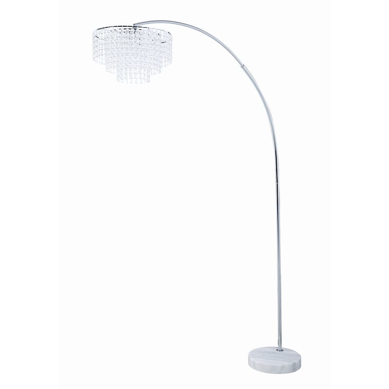 Tiered Metal Floor Lamp with Crystal Accents, Silver and White