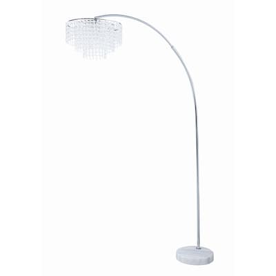 Tiered Metal Floor Lamp with Crystal Accents, Silver and White