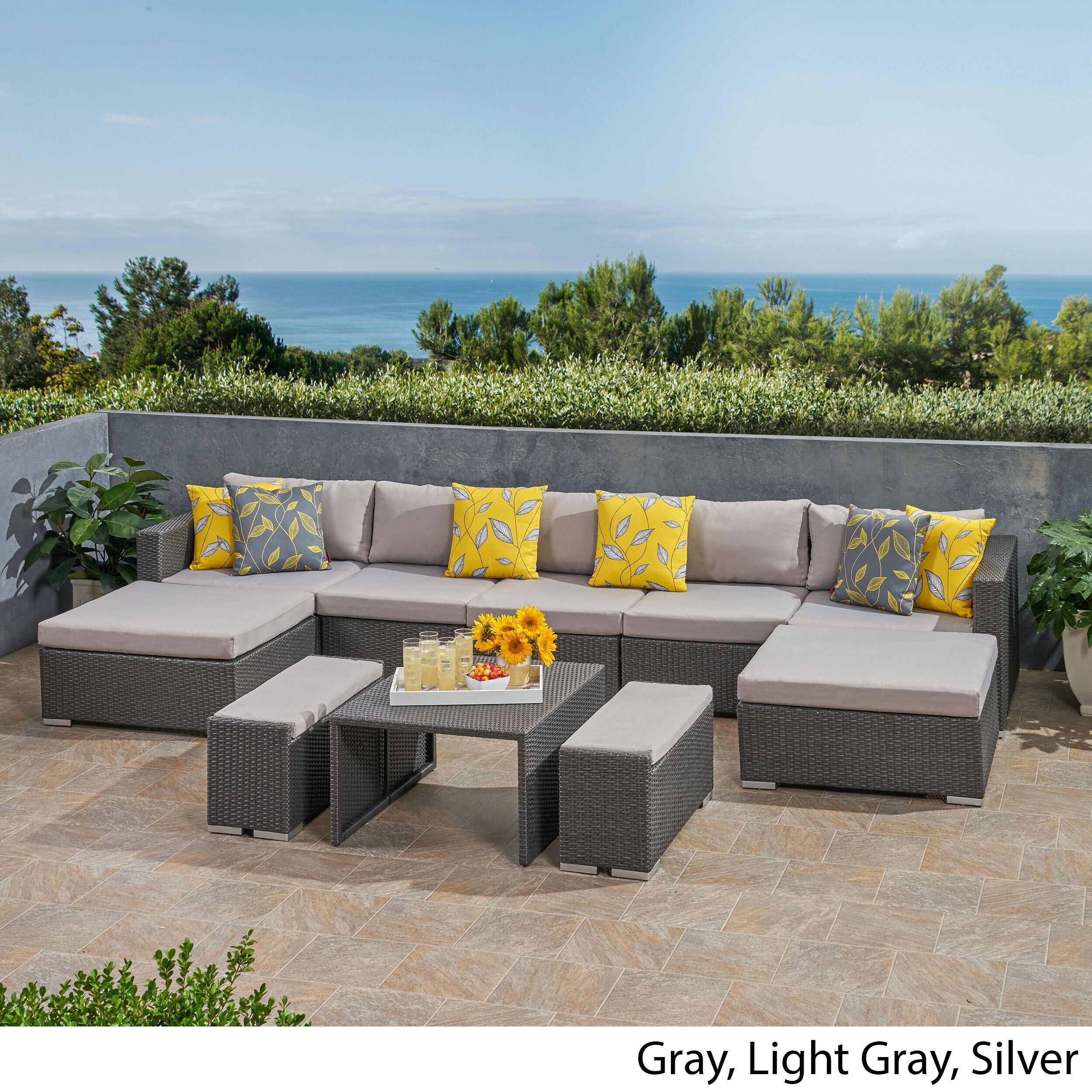 Shop Santa Rosa Outdoor 5 Seater Wicker U Shaped Sectional Sofa