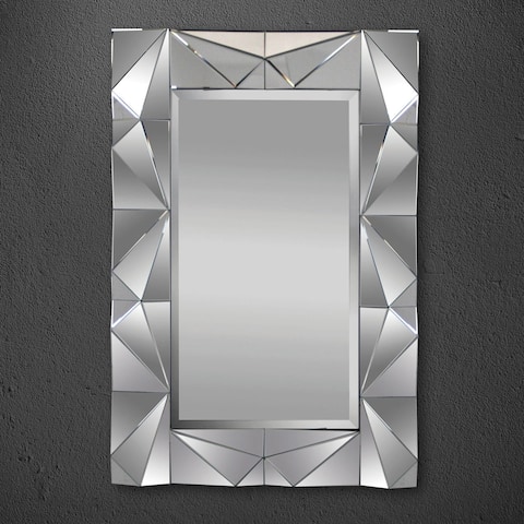 Silver Orchid Badgley Contemporary Silver Wall Mirror