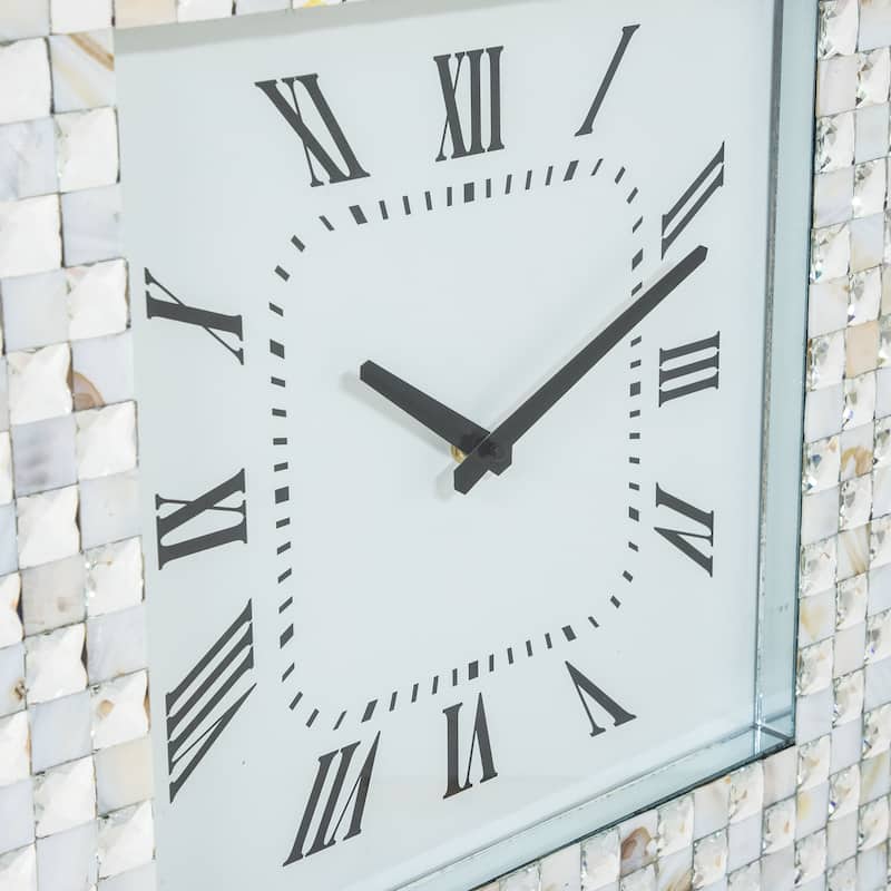 Arvidson Contemporary Silver Glass Roman Numeral Wall Clock by Silver Orchid