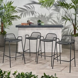 Baltimore Outdoor Modern Barstool (Set of 4) by Christopher Knight Home