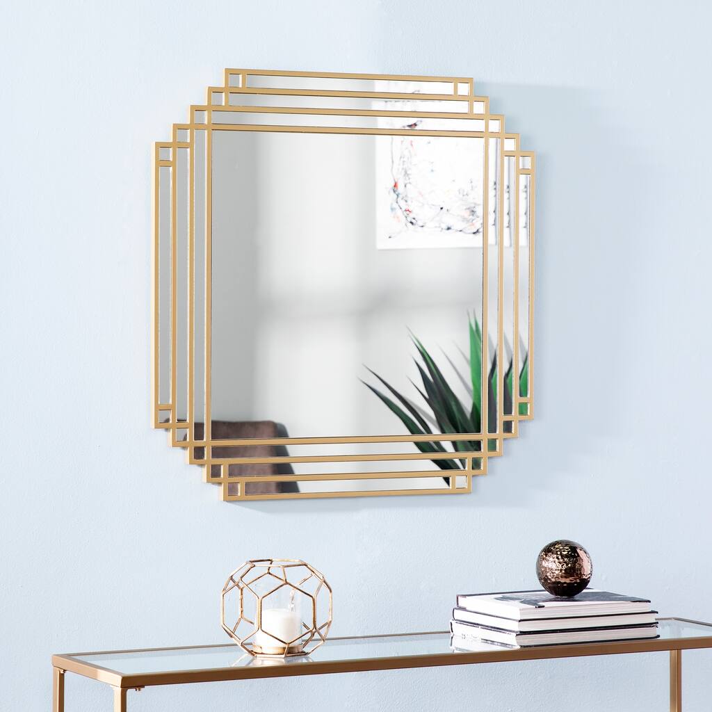 SEI Furniture Ava Art Deco Contemporary Gold Metal Mirror