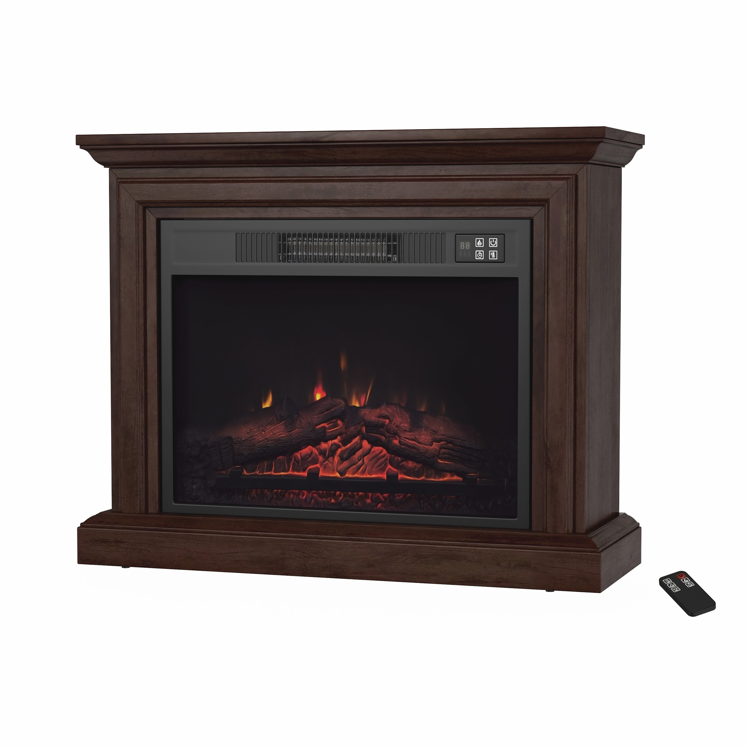 Copper Grove Codru Brown Portable Electric Fireplace with Mantel - 31 x 10.75 x 25