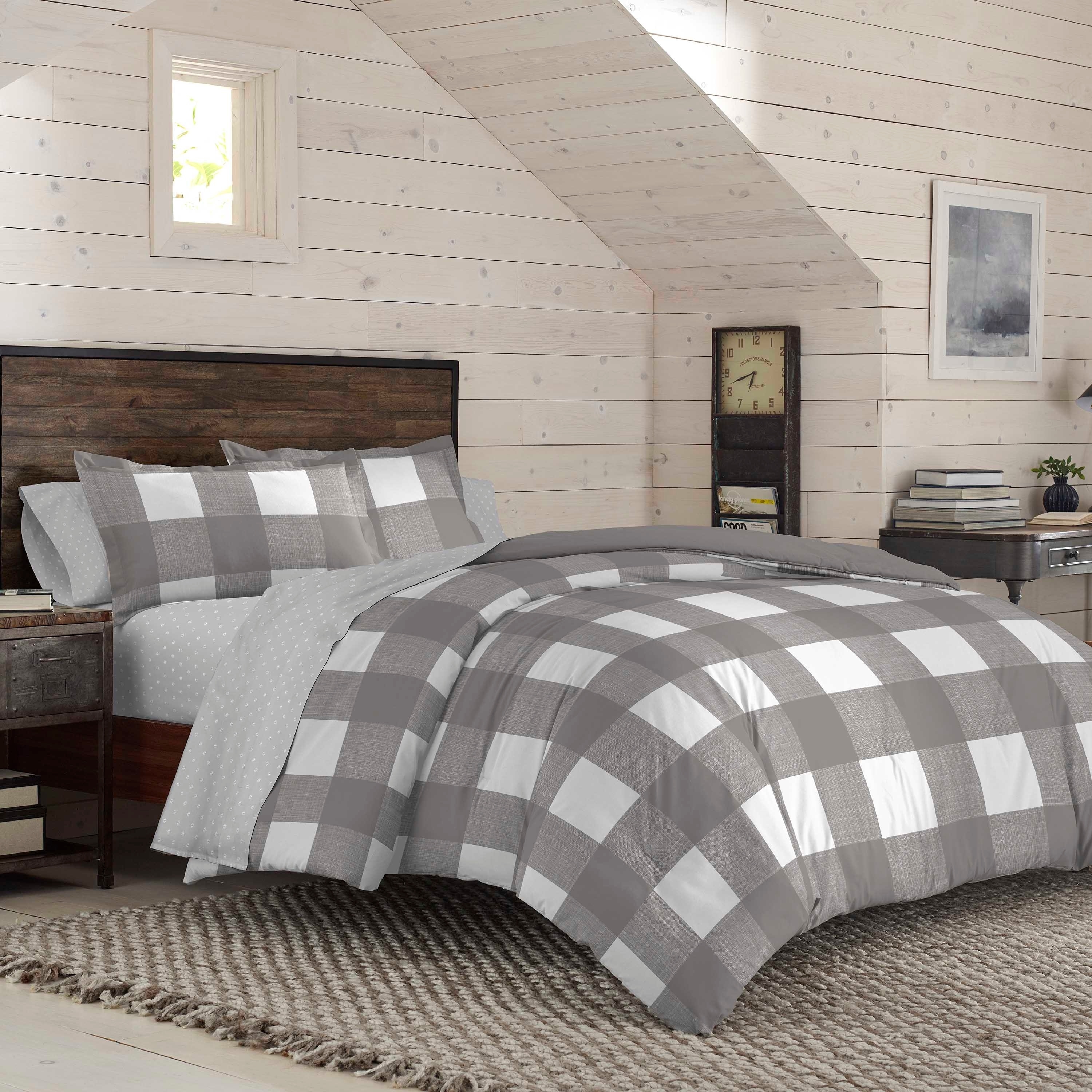 gray plaid flannel comforter