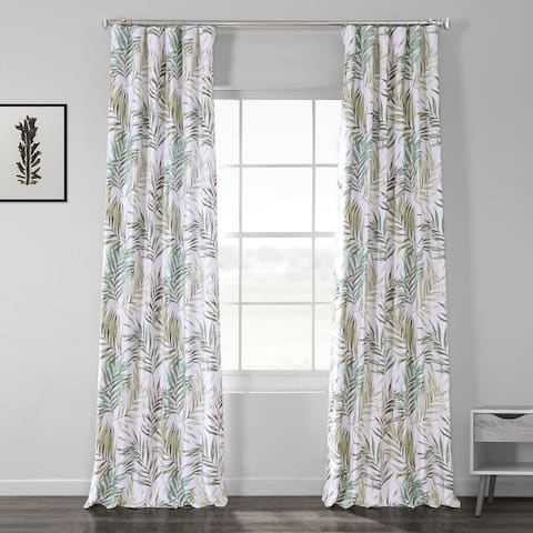 Exclusive Fabrics Palms Green Printed Linen Textured Blackout Curtain (1 Panel)