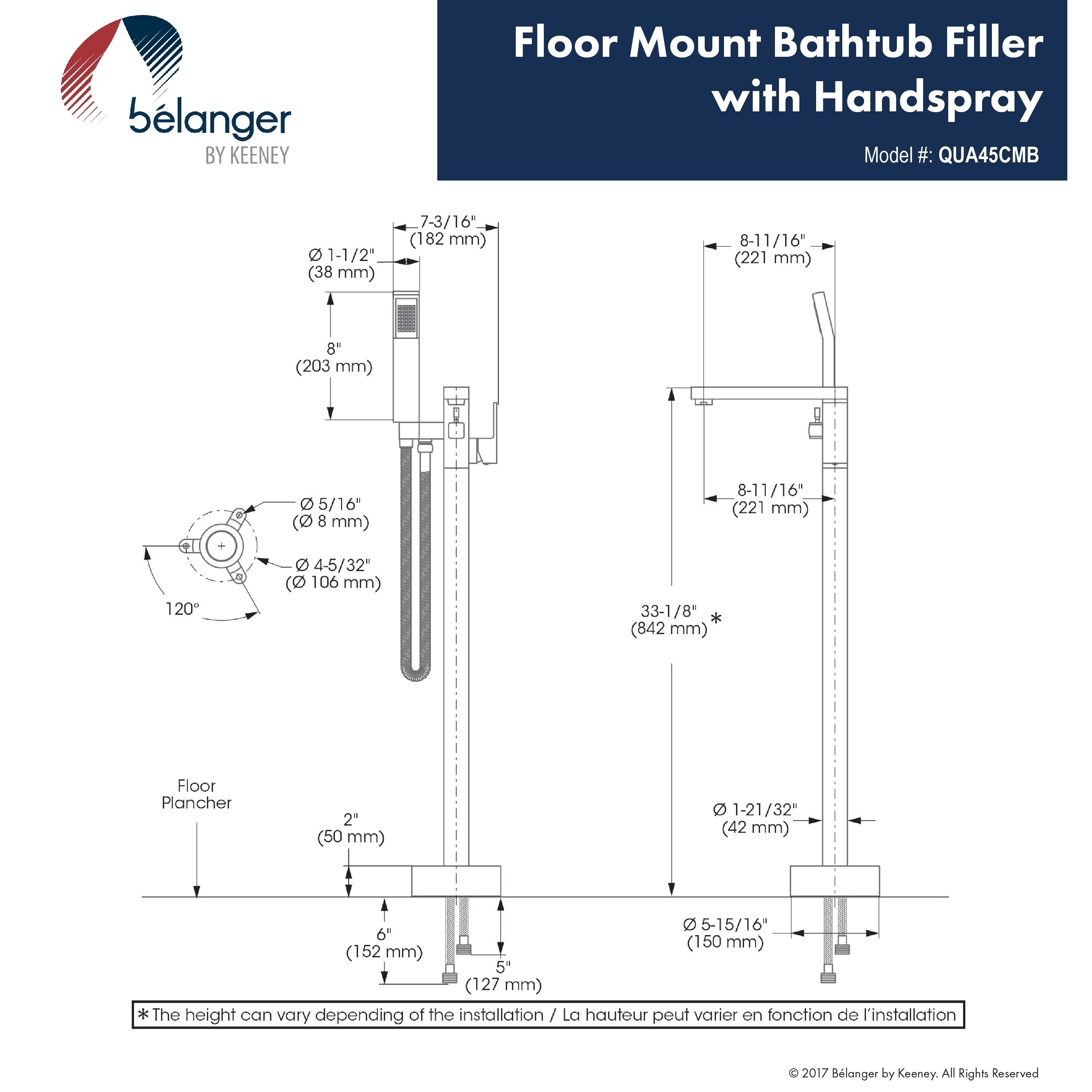 Shop Belanger Qua45cmb Freestanding Tub Filler In Matte Black