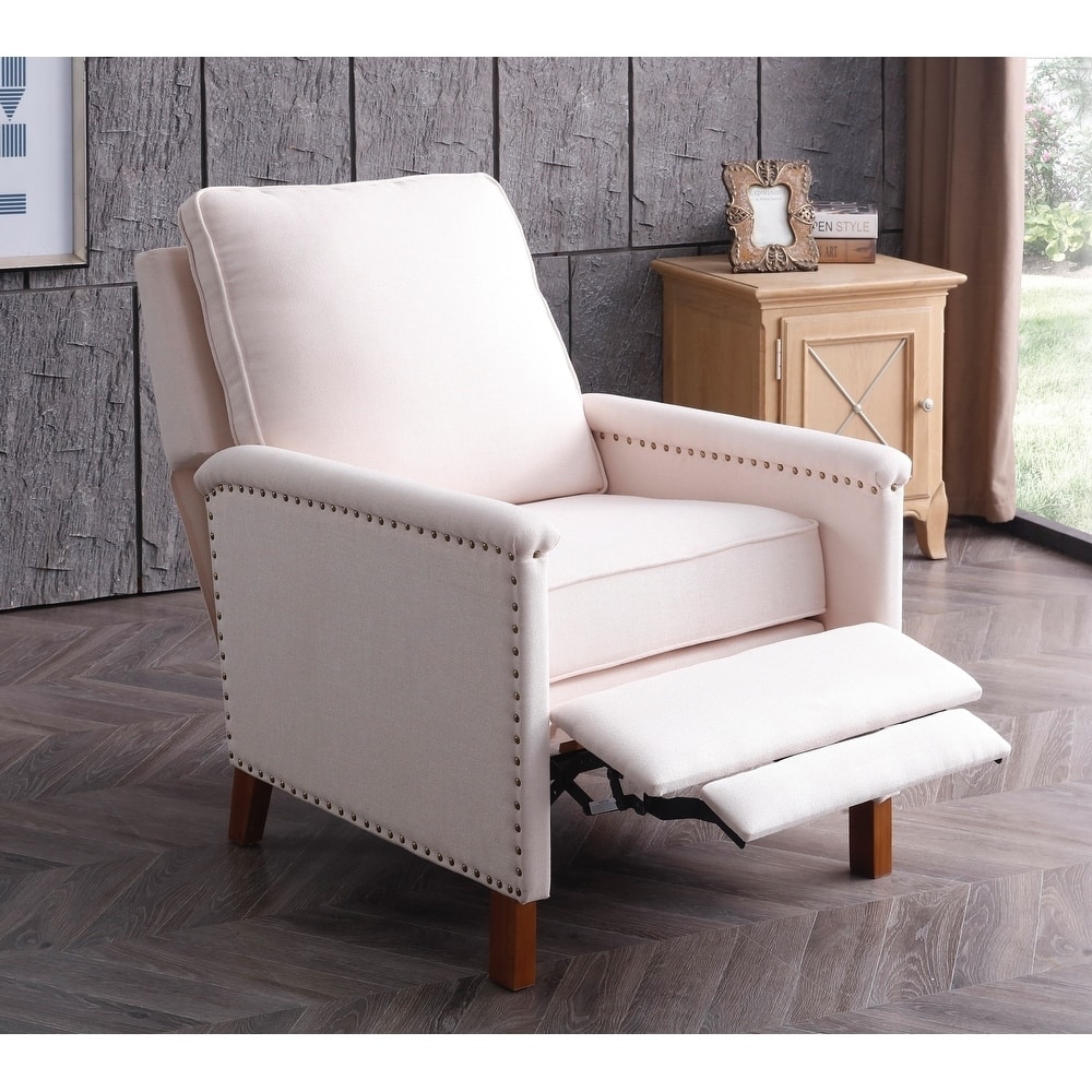 Prescott Recliner Chair with Nailhead Trim in Vanilla