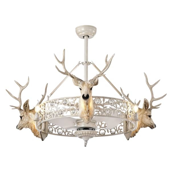 Shop Deer Head Fandelier Led Lighted Ceiling Fan With Remote