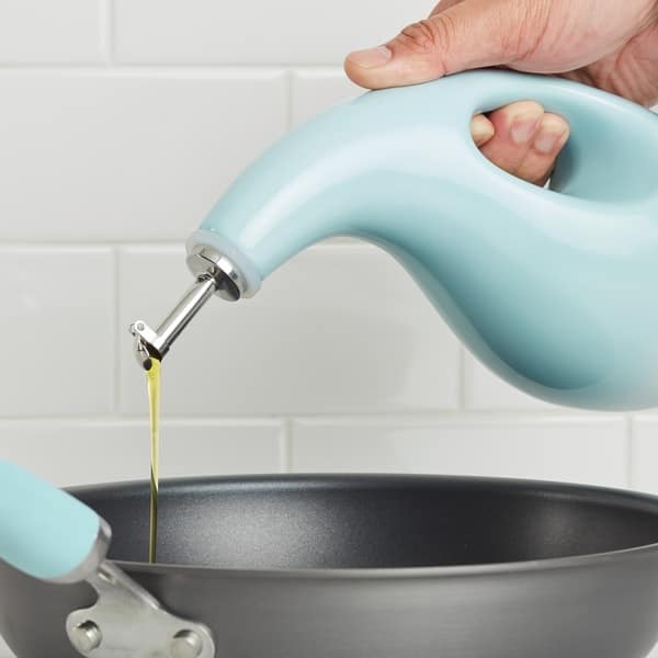 slide 2 of 5, Rachael Ray Ceramics EVOO Dispensing Bottle Light Blue