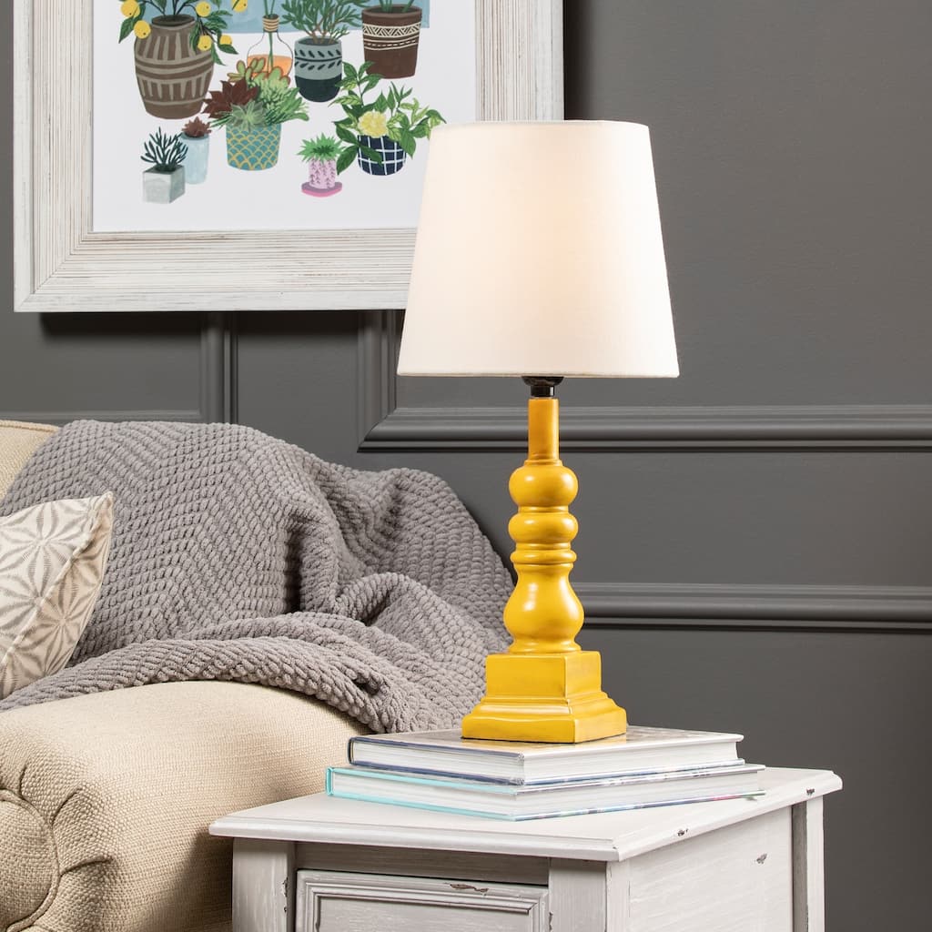 Conrad 18.5" Distressed Yellow Resin Table Lamp - 18.5"H x 9"Rnd