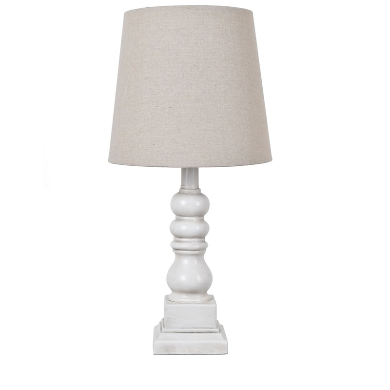 Conrad 18.5" Distressed White Resin Table Lamp - 18.5"H x 9"Rnd