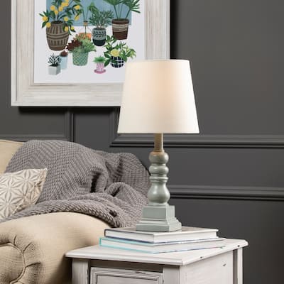 Conrad 18.5" Distressed Gray Resin Table Lamp - 18.5"H x 9"Rnd