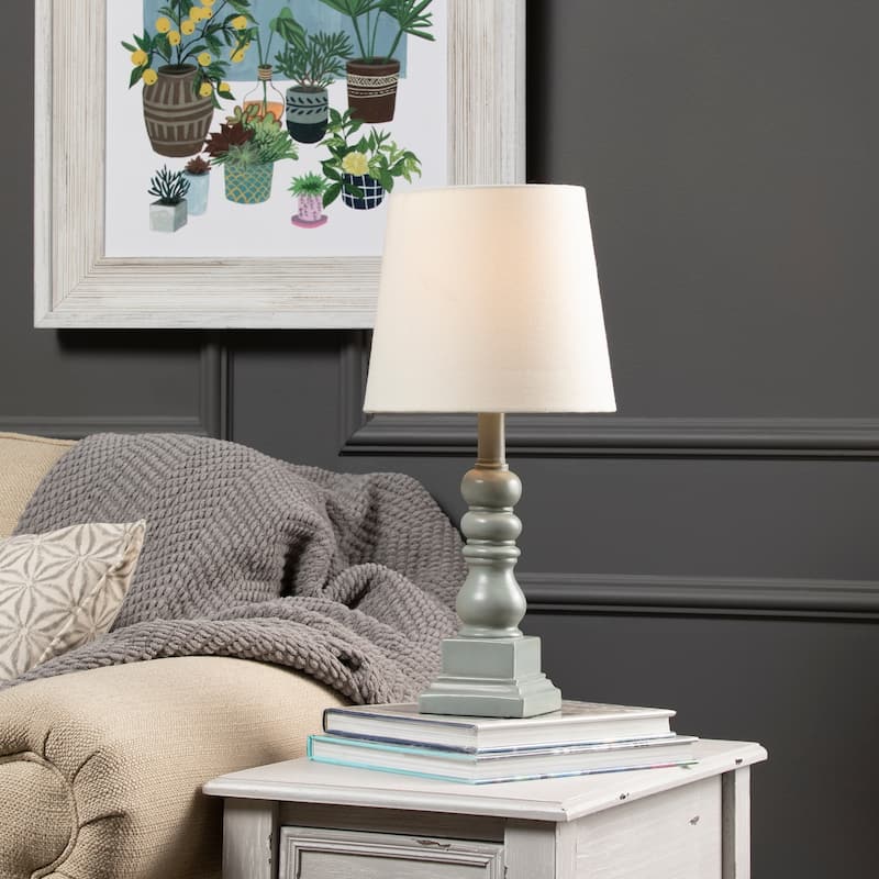 Conrad 18.5" Distressed Gray Resin Table Lamp - 18.5"H x 9"Rnd