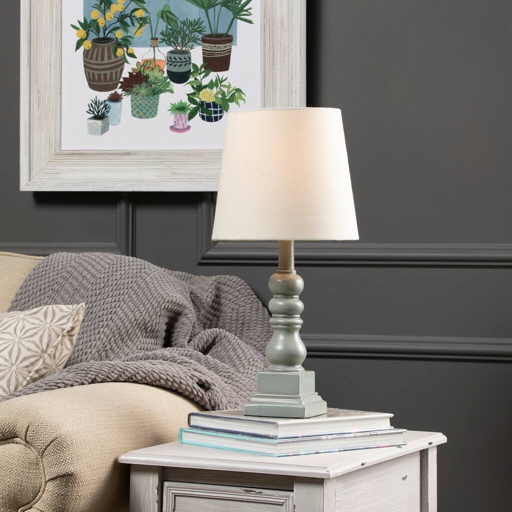 Conrad 18.5" Distressed Gray Resin Table Lamp - 18.5"H x 9"Rnd