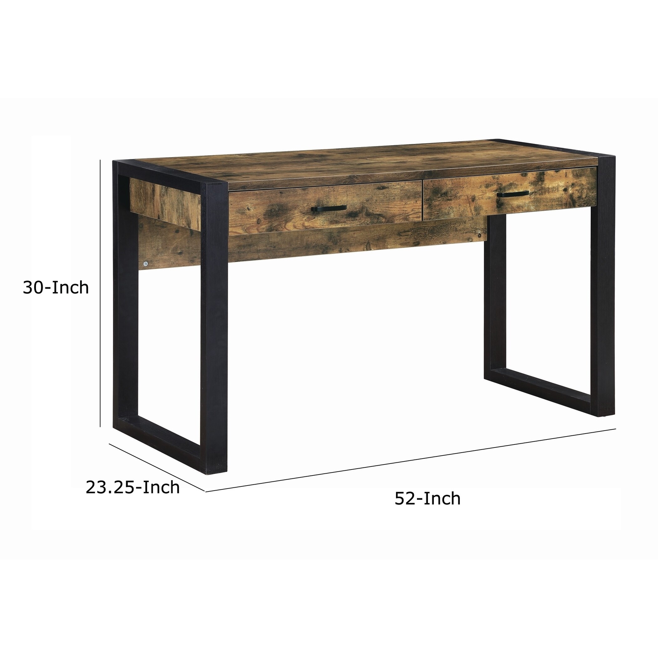Shop Farmhouse Style 2 Drawer Wooden Writing Desk With Sled Metal