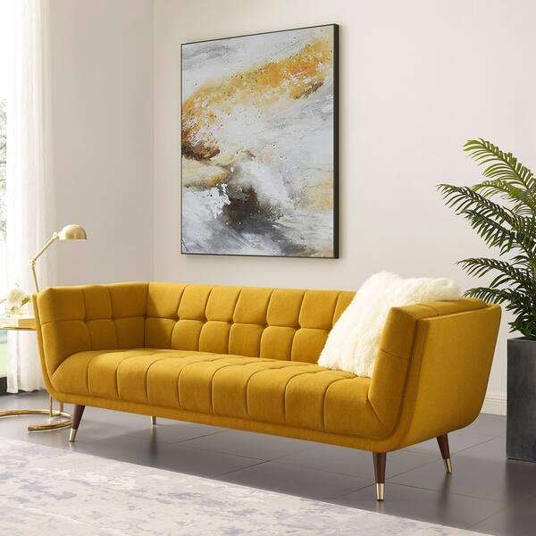 Shop Art Leon Modern Tufted Fabric Soft Sofa With Wood Legs Free
