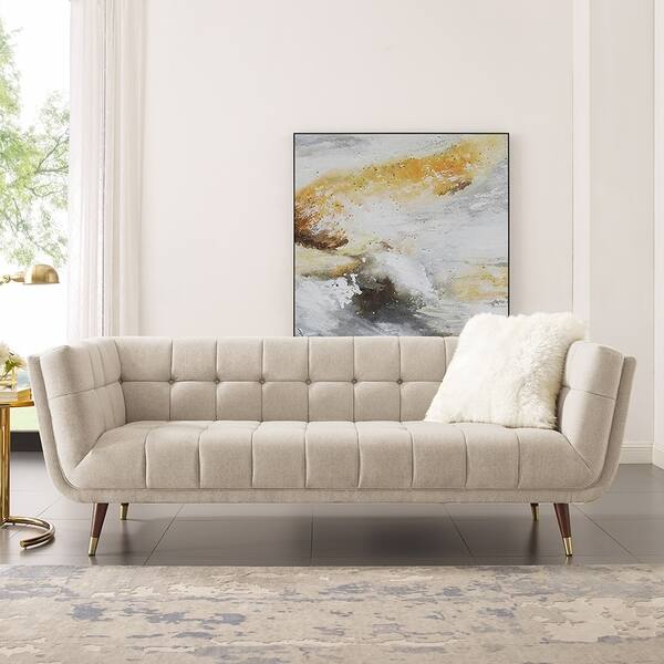 Shop Art Leon Modern Tufted Fabric Soft Sofa With Wood Legs Free