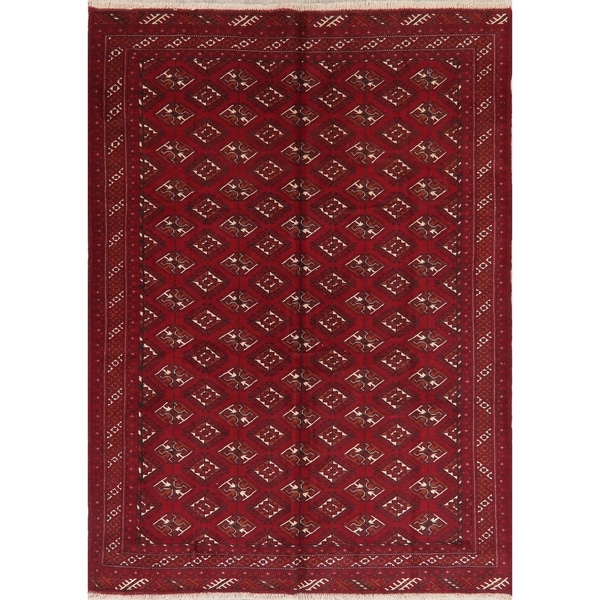 Geometric Red Balouch Afghan Red Oriental Area Rug - 6' 9'' X 9' 5''