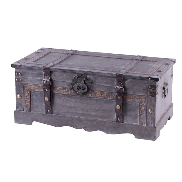 Carbon Loft Sawaishi Vintage Style Grey Wooden Storage Trunk