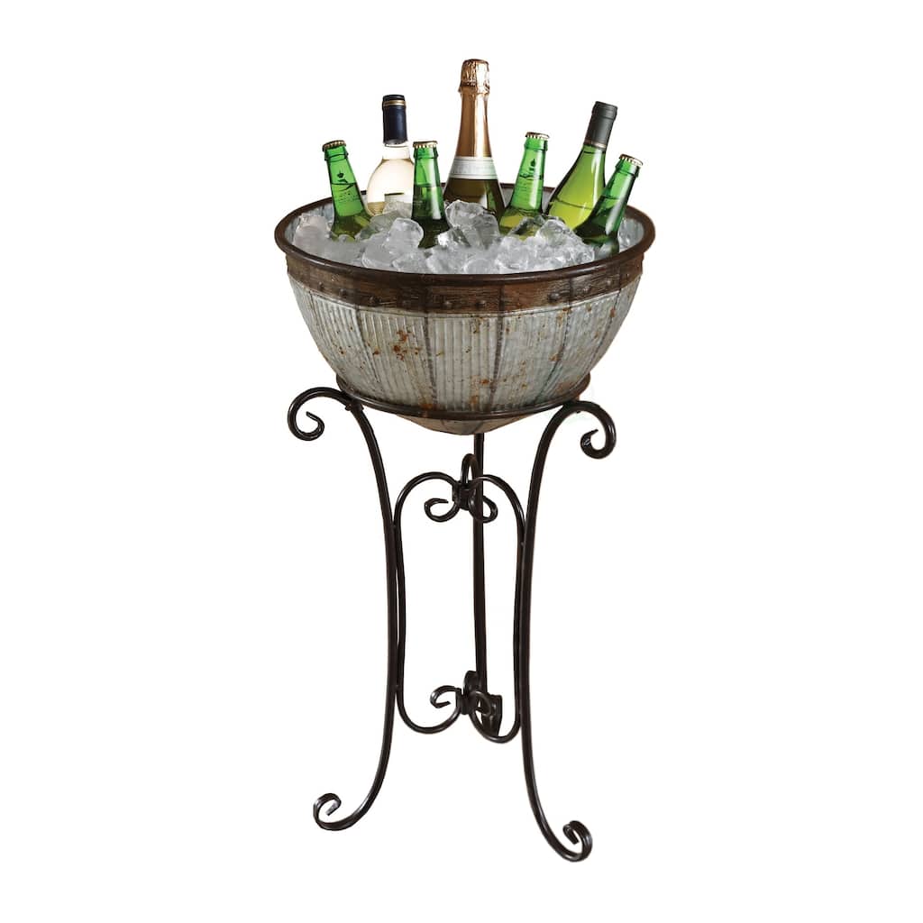 Galvanized Metal Standing Beverage Cooler Tub with Liner
