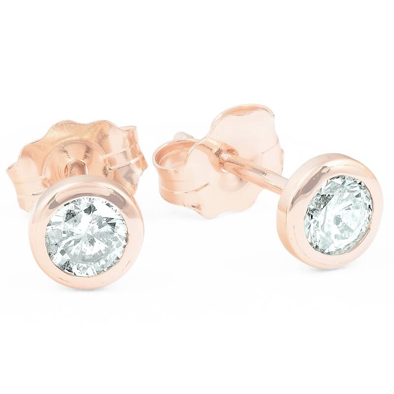 1/3 ctw Rose Gold Diamond Bezel Martini Stud Earrings