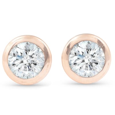 1/3 ctw Rose Gold Diamond Bezel Martini Stud Earrings