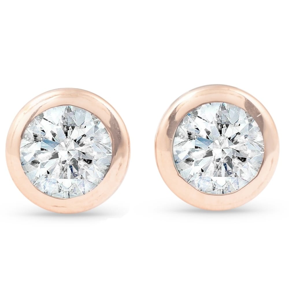 Bliss Diamond 1/3 ctw Rose Gold Diamond Bezel Martini Stud Earrings
