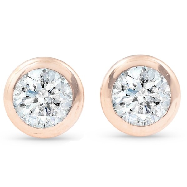 bezel diamond earrings